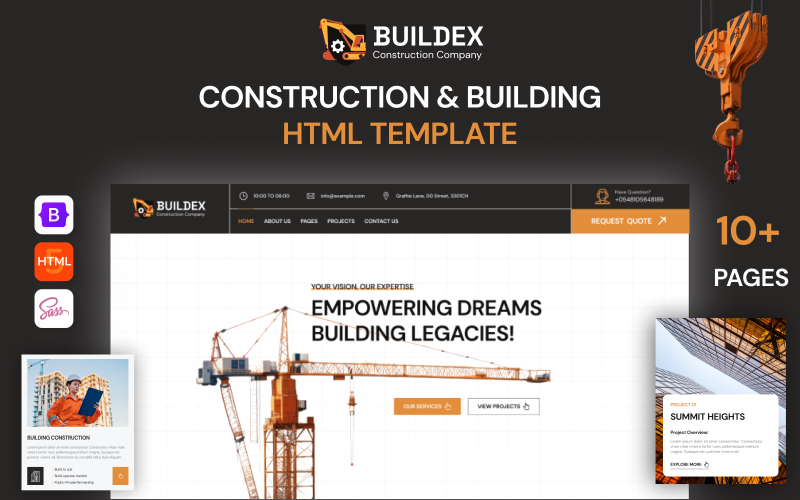 Buildex - Modello di sito Web HTML5 per società di costruzioni e costruzioni estese