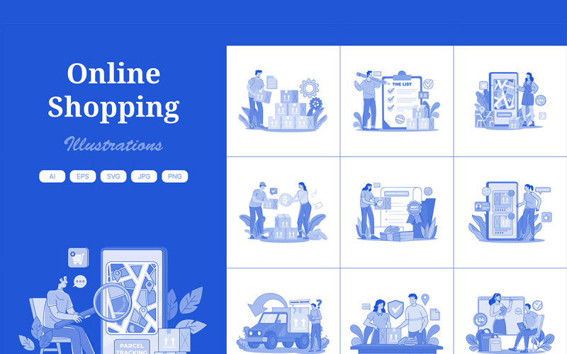 M686_ Pack d'illustrations d'achats en ligne