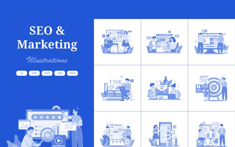 M688_SEO e pacchetto di illustrazioni di marketing