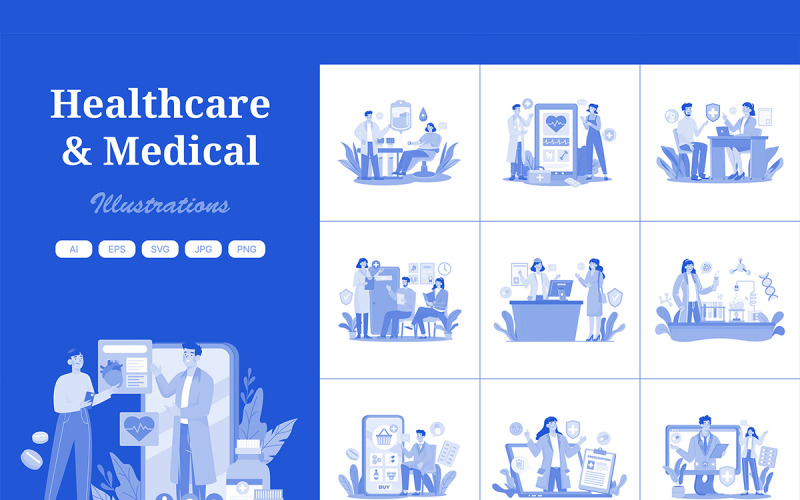 M691_ Pacote de ilustrações médicas e de saúde
