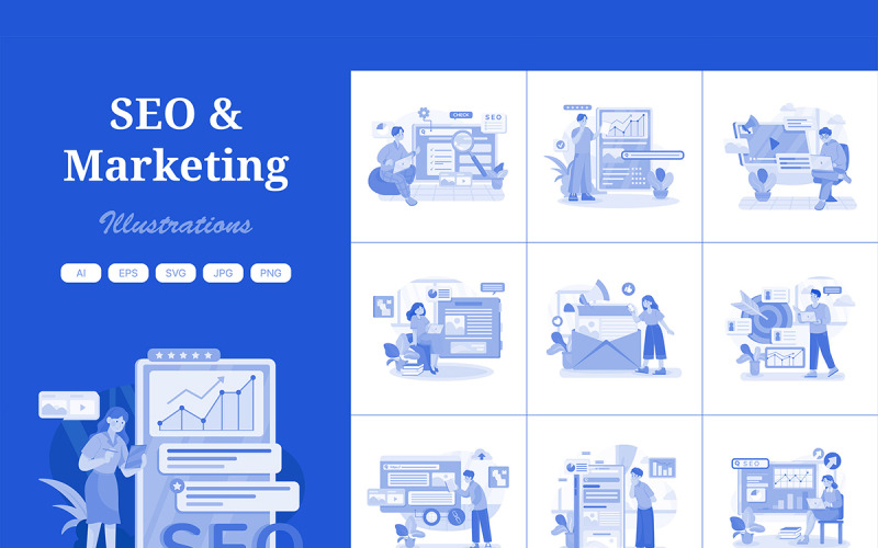 M692_ Sada ilustrací pro SEO a marketing