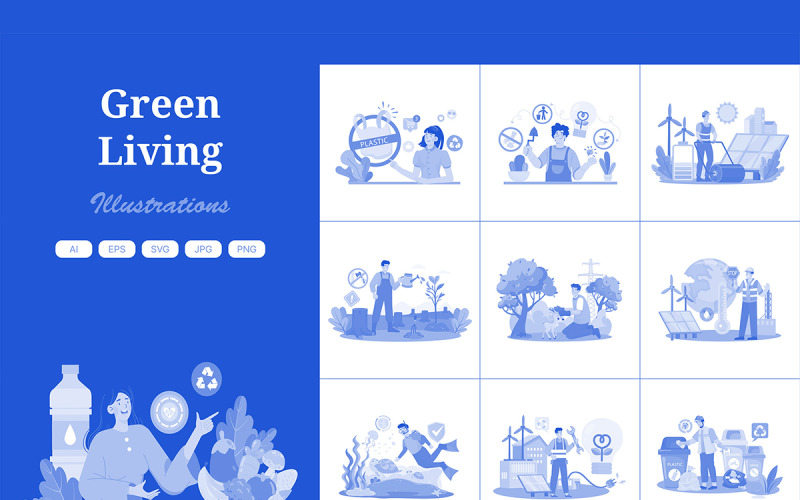 M693_ Pakiet ilustracji Green Living