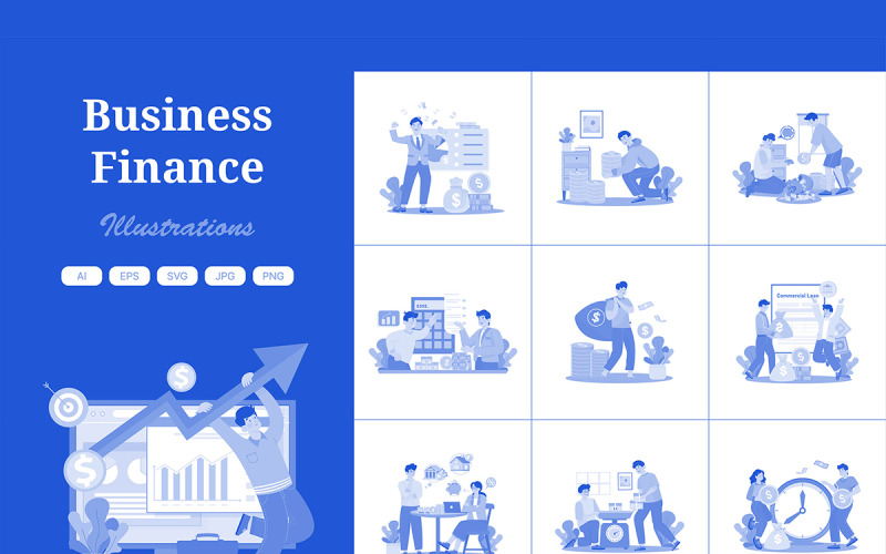 M696_Pacote de ilustração de finanças empresariais