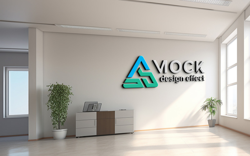 Макет логотипа комнаты нового офисного здания в помещении