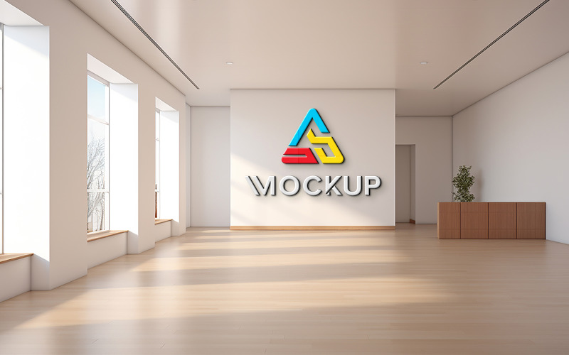 Mockup psd del logo del cartello interno della parete dell'ufficio 3D