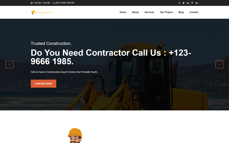 Modèle HTML d'entreprise de construction de construction à Washington Dc