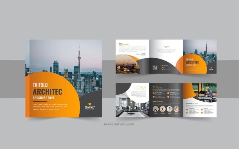 Brochure carrée à trois volets d'architecture ou mise en page de