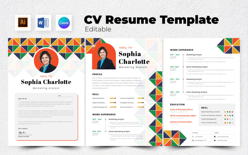 Currículum vitae / Analista de marketing de CV V3