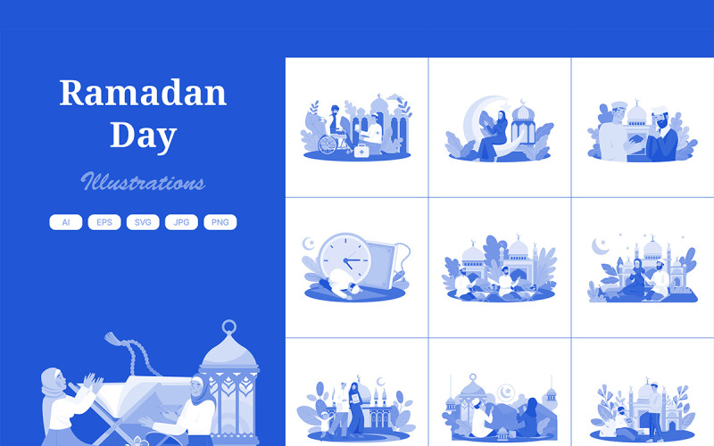 M662_ Pacchetto illustrazioni del giorno del Ramadan 1