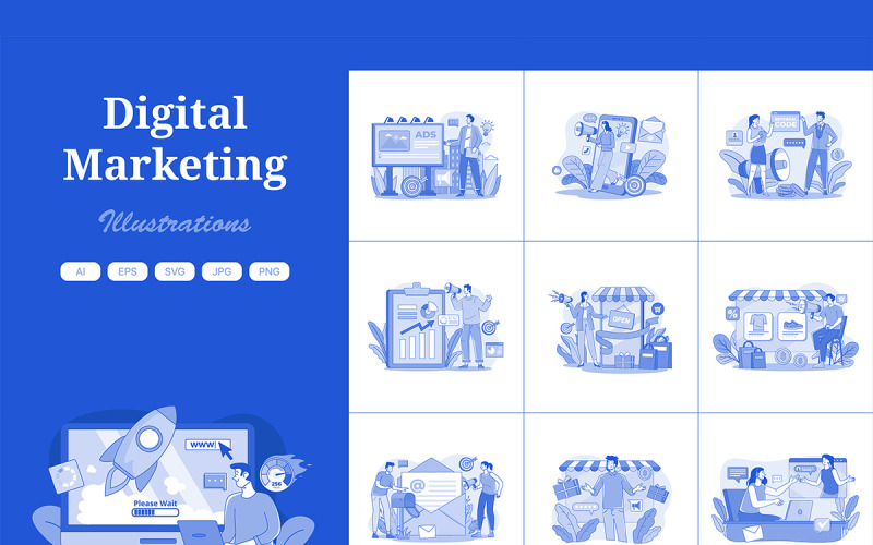 M675_ Pack d’illustrations de marketing numérique