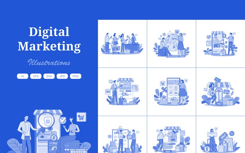 M676_Pacote de ilustrações de compras online