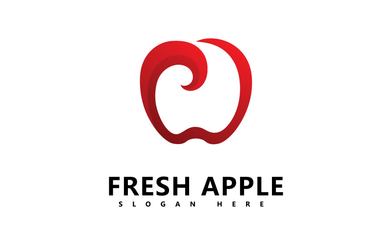 Äppelfruktlogotyp färsk frukt vektorillustration V3