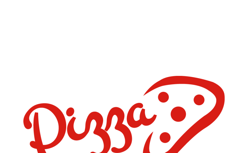 Fatia vermelha criativa de pizza de queijo. Símbolo de design vetorial de logotipo