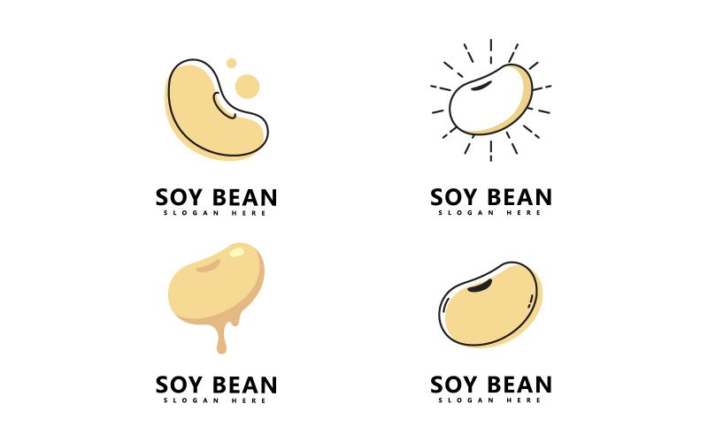 Logo sójových bobů zdravé potraviny vektorový design V 5