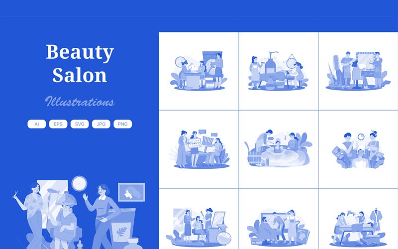 M637_ Pakiet ilustracji salonu piękności 1
