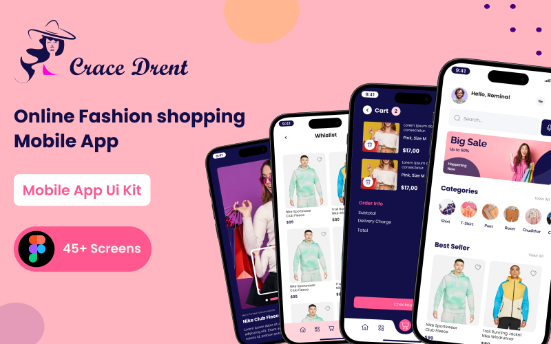 Modello Figma dell'app mobile Crace Drent