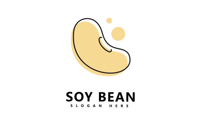 Sojabohnen-Logo, gesundes Lebensmittel, Vektordesign V4