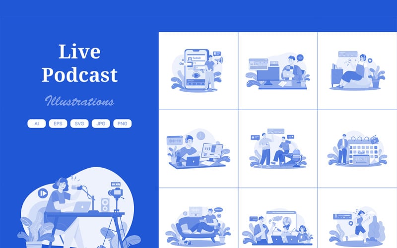 M598_ Live Podcast Illustration Pack 4