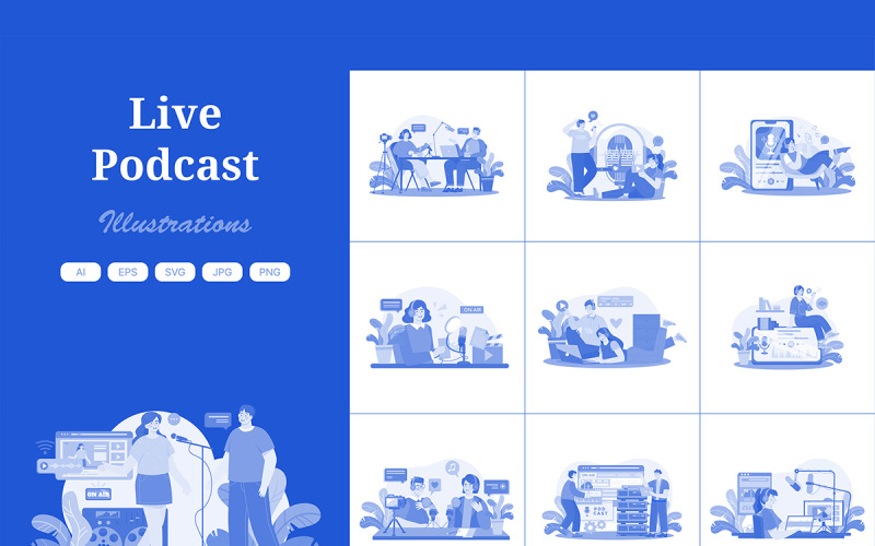M598_ Pack d'illustrations de podcasts en direct 3