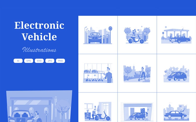 M619_ Pakiet ilustracji pojazdów elektronicznych 1