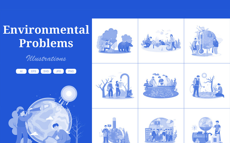 M622_ Pacchetto illustrazioni problemi ambientali 3