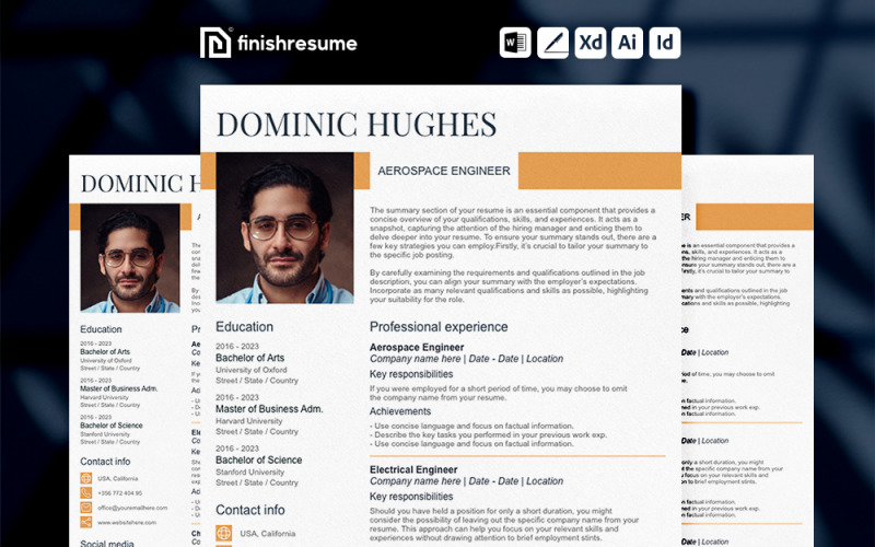 Aerospace engineer Resume Template | Finish Resume | FREE