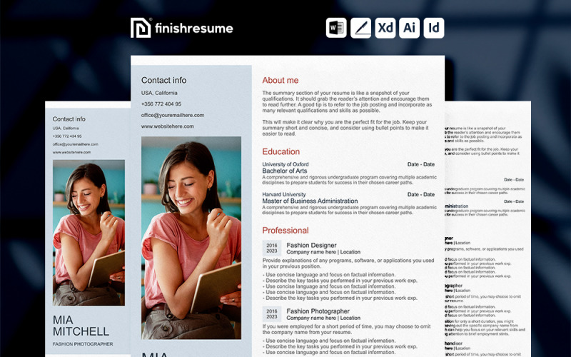 Fashion photographer Resume Template Finish Resume FREE Fashion photographer Resume Template Finish Resume FREE