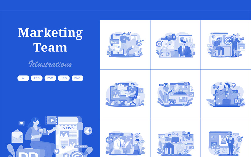 M561_ Marketing Teams Illustration Pack 1