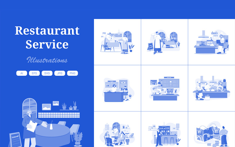 M566_ Pack d'illustrations de service de restauration 3