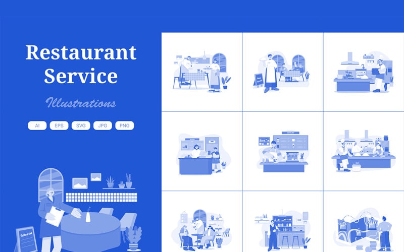 M566_ Paquete de ilustraciones de servicio de restaurante 3