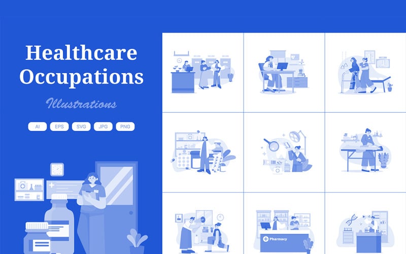 M568_ Pack d'illustrations sur les carrières en soins de santé 2
