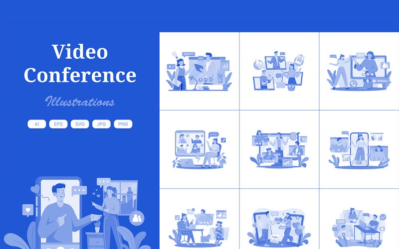 M576_ Pacchetto illustrazioni videoconferenza 2