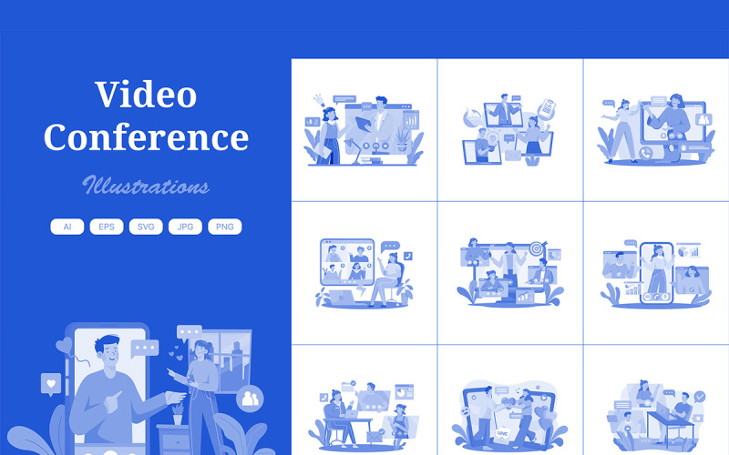 M576_ Videokonferenz-Illustrationspaket 2