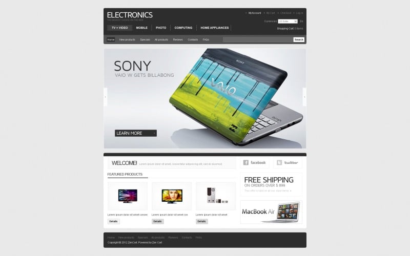 Electronics Store ZenCart Template