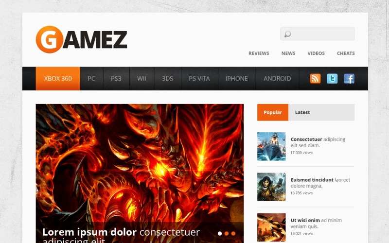 Game Portal Website-sjabloon
