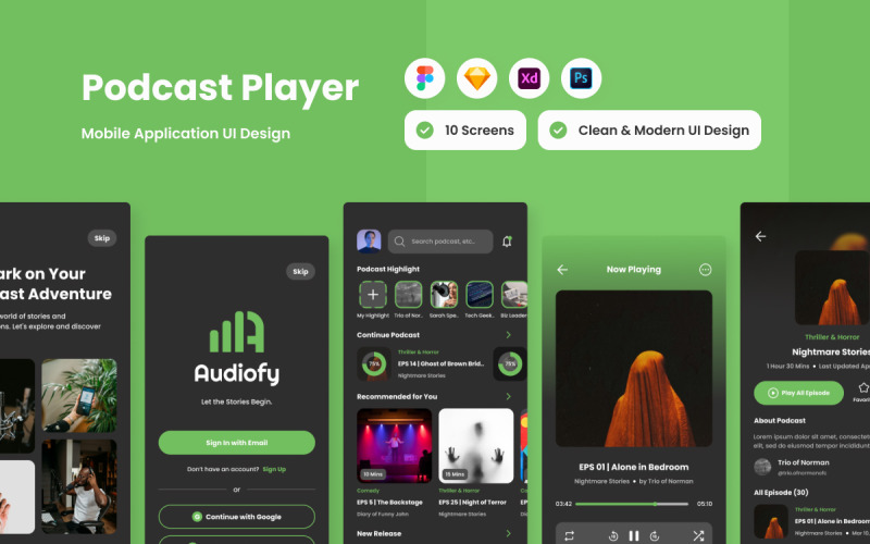 Audiofy - Podcast Player Mobile App
