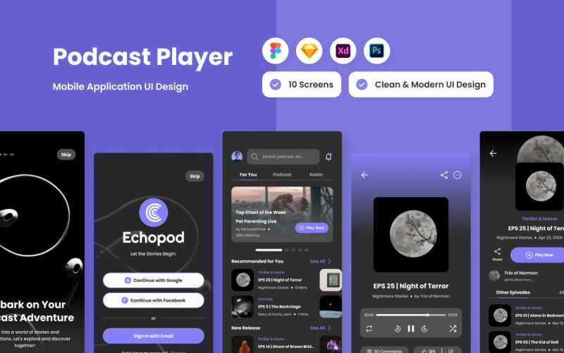 Echopod - Aplicación móvil para reproductor de podcasts