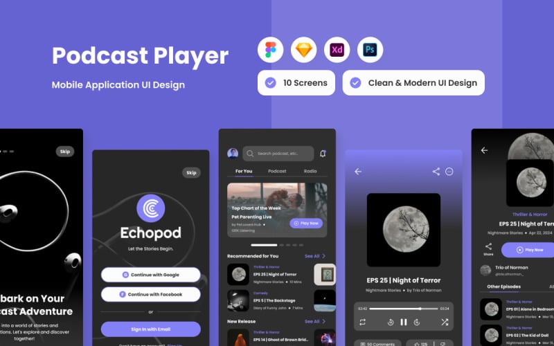 Echopod - Mobiele app voor podcastspeler