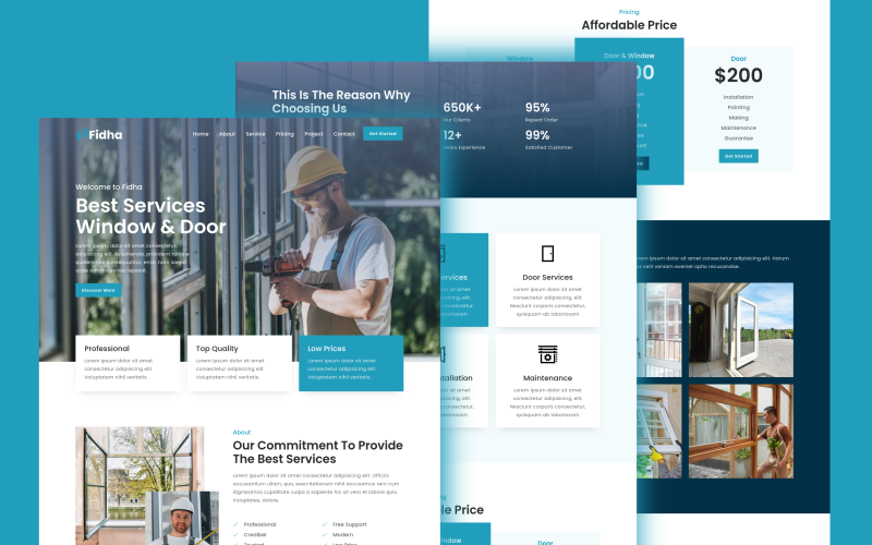 Fidha – Landingpage-Vorlage für das Elementor-Kit für Türen und Fenster