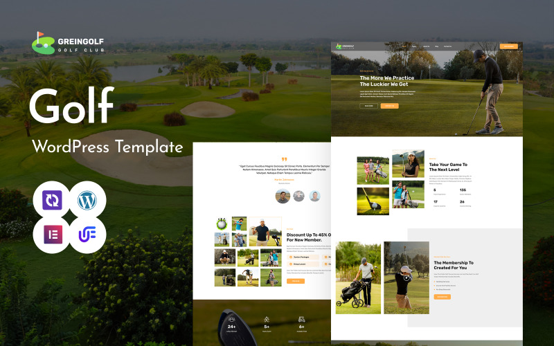 Greingolf - Thème WordPress Elementor pour clubs de golf et sports de parcours
