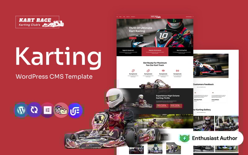 kartrace - Tema WordPress Elementor multifuncional do Karting Club