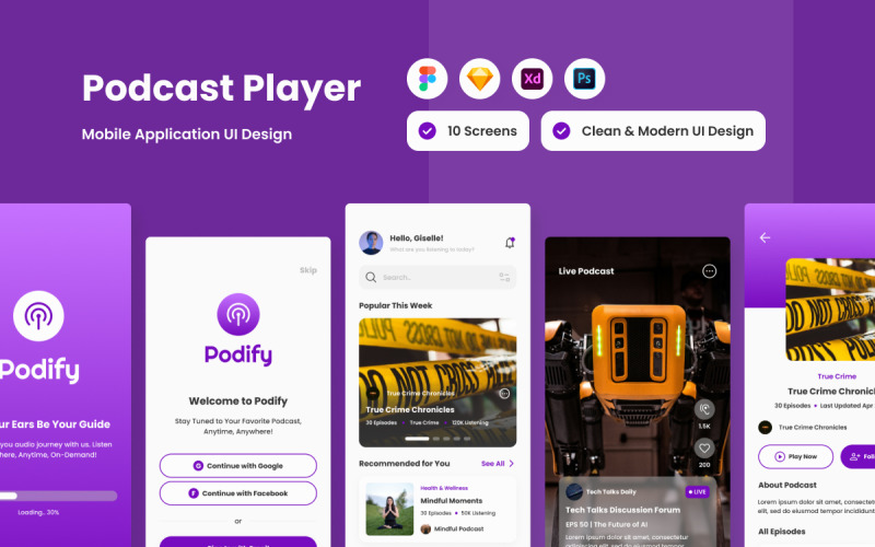 Podify - aplicativo móvel do reprodutor de podcast