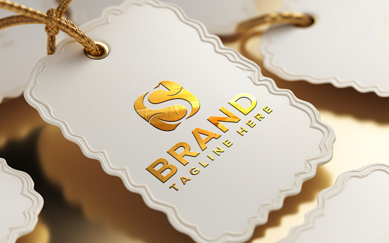 Seitenansicht Etikett Preisschild Luxus Gold Mockup PSD