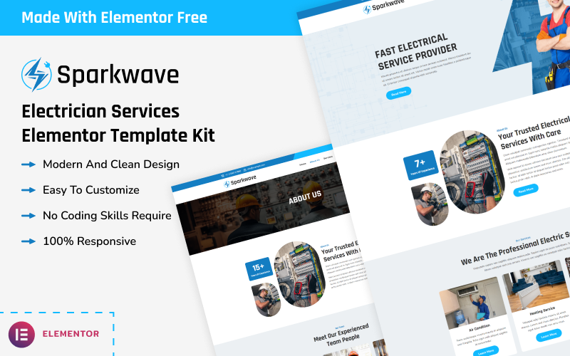Sparkwave - Elektrikerservice Elementor mallsats
