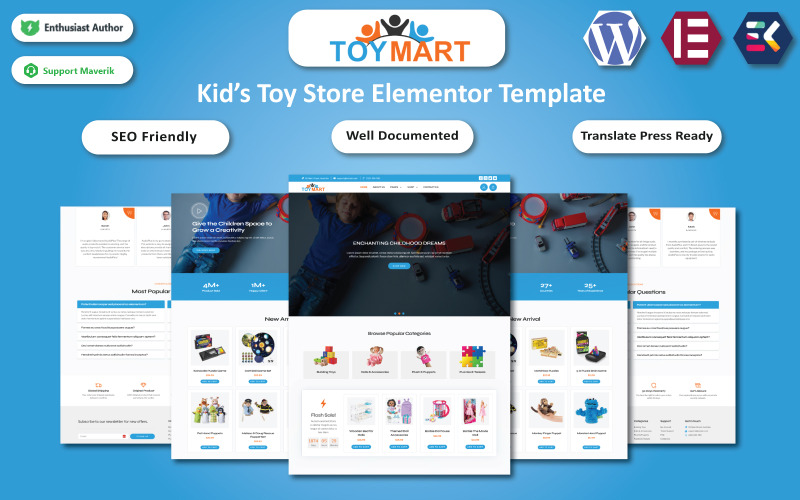Toy Mart — шаблон WordPress Elementor для магазина детских игрушек