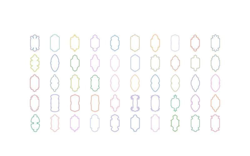 Conjunto de linhas duplas de design de moldura vertical islâmica 50 - 2