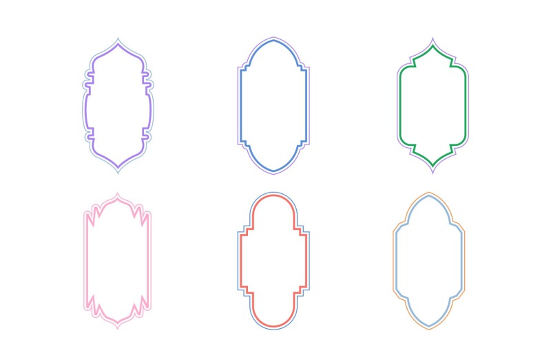 Conjunto de linhas duplas de design de moldura vertical islâmica 6 - 13