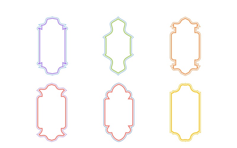 Conjunto de linhas duplas de design de moldura vertical islâmica 6 - 20
