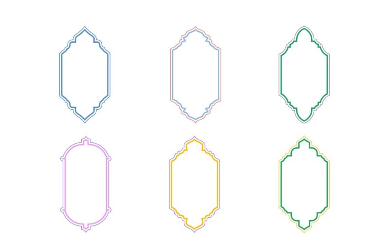 Conjunto de linhas duplas de design de moldura vertical islâmica 6 - 28