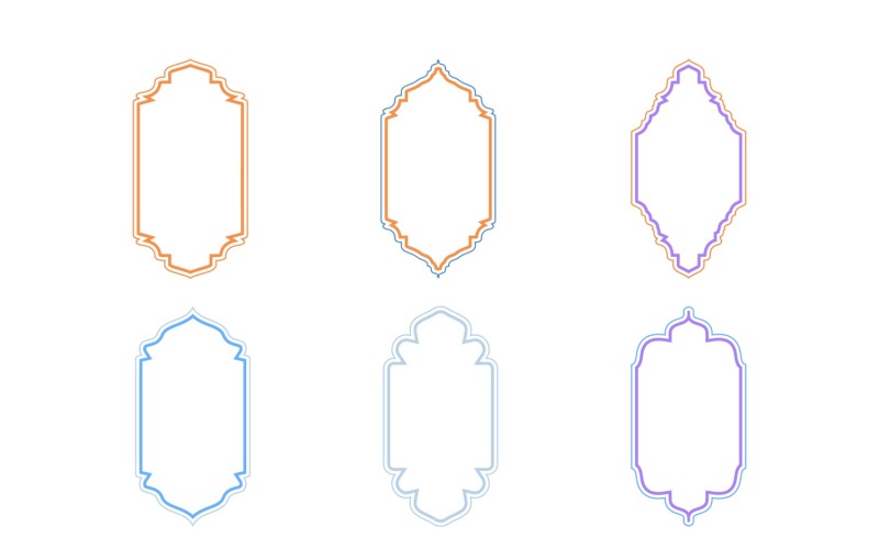 Conjunto de linhas duplas de design de moldura vertical islâmica 6 - 5